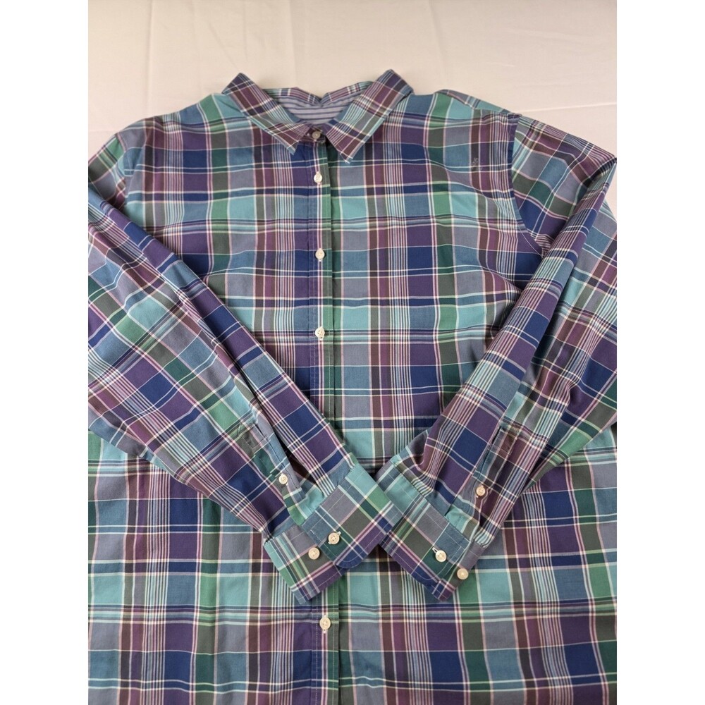 Chaps Easy‎ Care Men’s Size 2XL Blue Plaid Long Sleeve Button Up Shirt